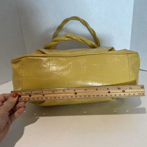 Vintage Y2K Hobo Shoulder Bag Mustard Yellow Faux Leather Croc Embossed Payless - Picture 14 of 16